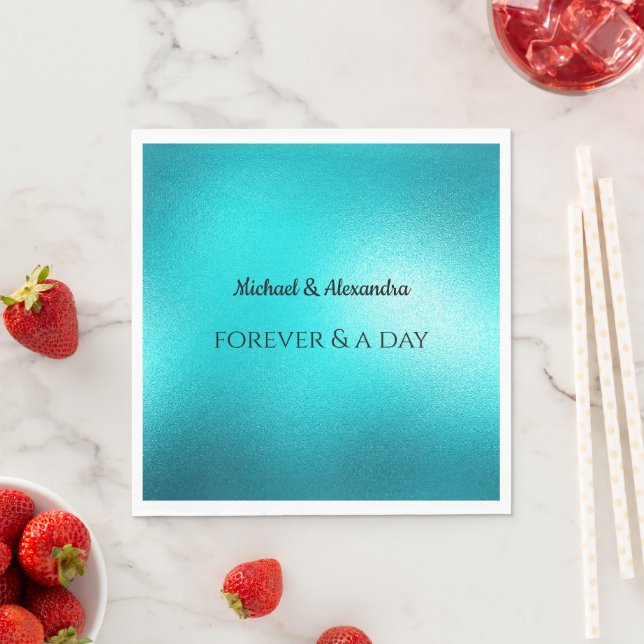 Turquoise Chic Aqua Blue Wedding Napkin (Insitu)