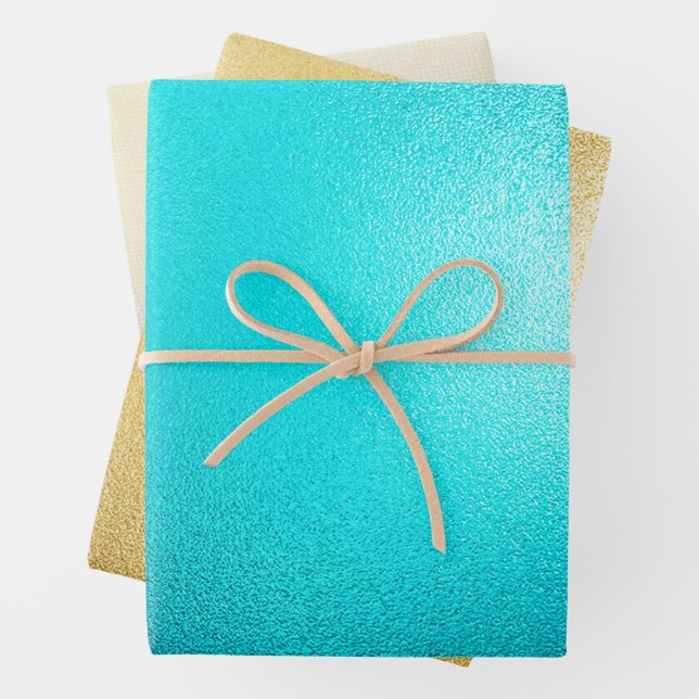 Turquoise Chic Aqua Blue Wrapping Paper Sheet (In situ)