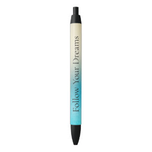 Turquoise Chic White Aqua Blue Black Ink Pen