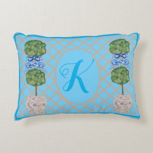 Turquoise Chinoiserie Ginger Jar Jars Topiary Thro Accent Pillow