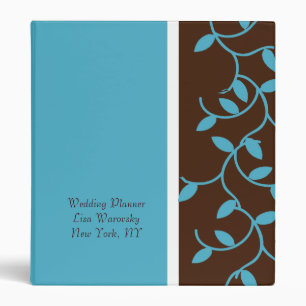 Turquoise & Chocolate Vine pattern Binder