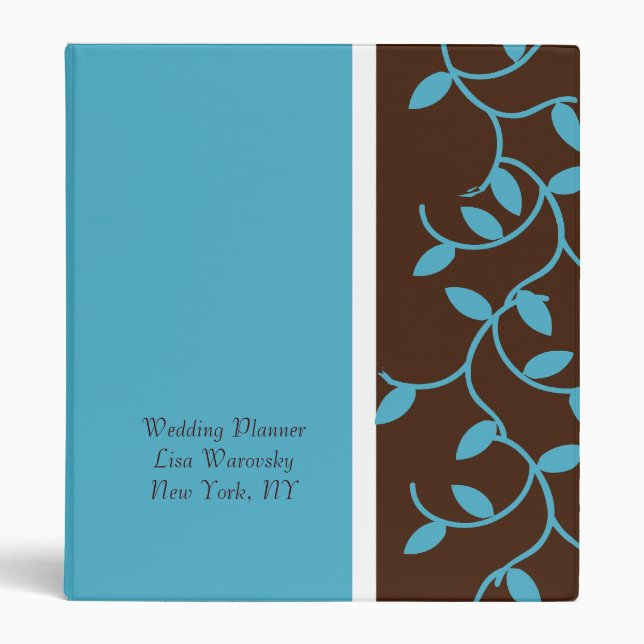Turquoise & Chocolate Vine pattern Binder (Front)