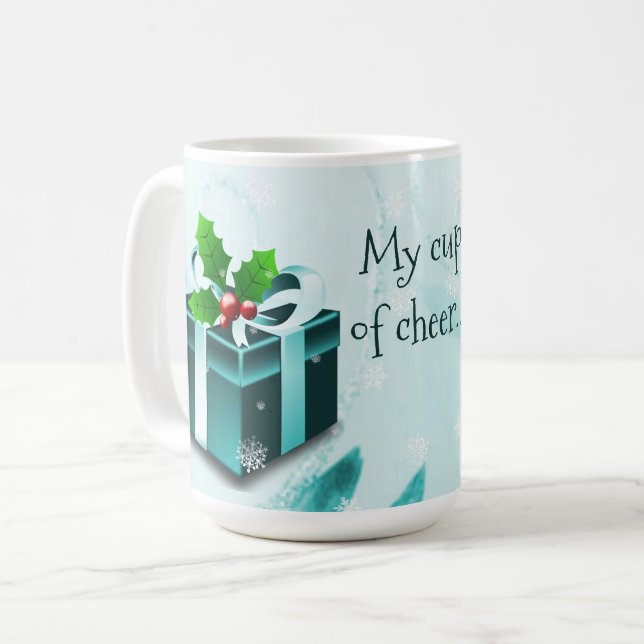 Turquoise Christmas Cadeau café Mug (Devant gauche)