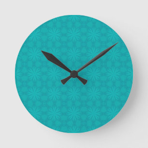 Turquoise Christmas Snow Round Clock