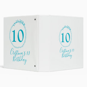Turquoise circle. Round glitter 10th birthday bold Binder