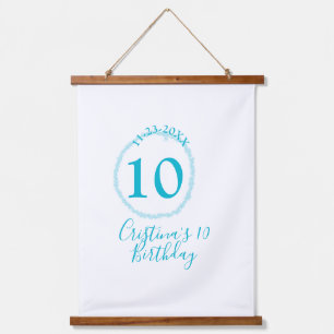 Turquoise circle. Round glitter 10th birthday bold Hanging Tapestry