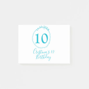 Turquoise circle. Round glitter 10th birthday bold Post-it Notes