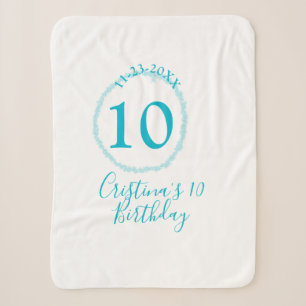 Turquoise circle. Round glitter 10th birthday bold Sherpa Blanket