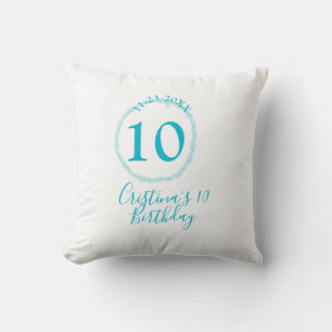 Turquoise circle. Round glitter 10th birthday bold Throw Pillow