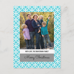 Turquoise Classy Diamond Holiday Photo Postcard
