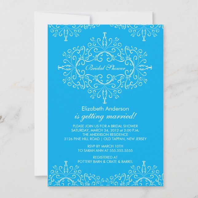 Turquoise Classy Frame Bridal Shower Invitation (Front)