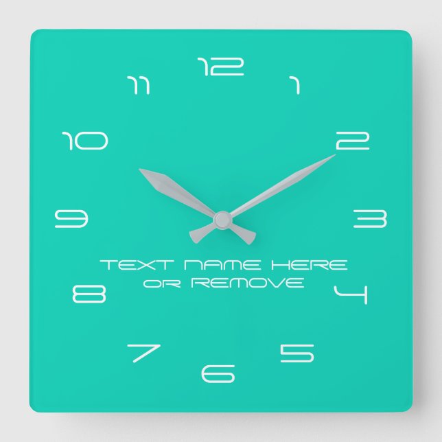 Turquoise Clock with Your Text Numbers Font Colors (Front)