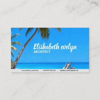 Turquoise Coast: Palms & Weathered Wood Business Card