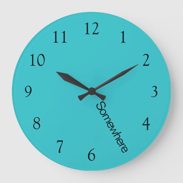 Turquoise Coastal 5 O'Clock Somewhere Large Clock (Front)