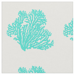 Turquoise Coastal Coral Fabric