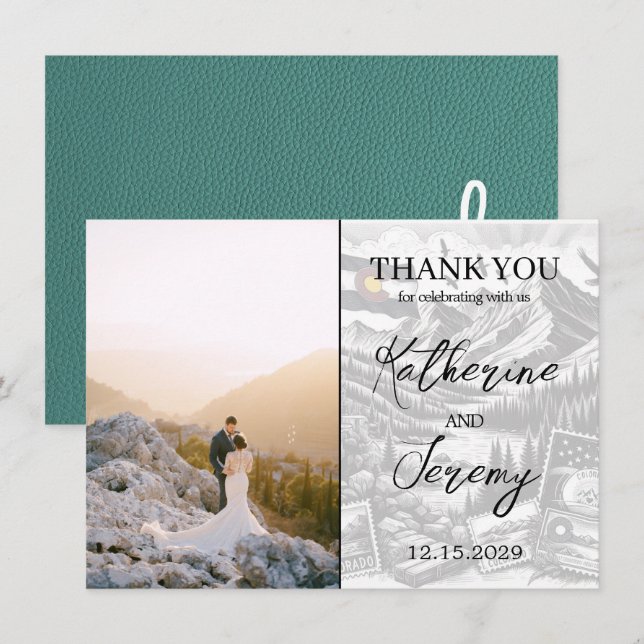 Turquoise Colorado Passport Carte de remerciements (Devant / Derrière)