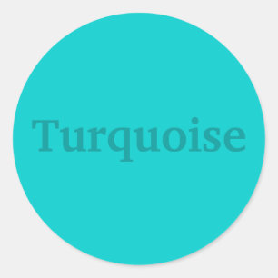 Turquoise Colour Word  on Light Teal Stickers