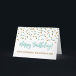 Turquoise Confetti Daughter in Law Birthday Card<br><div class="desc">Birthday card for daughter in law with turquoise and gold modern glitter confetti pattern. Please note glitter effect is photographic effect only.</div>