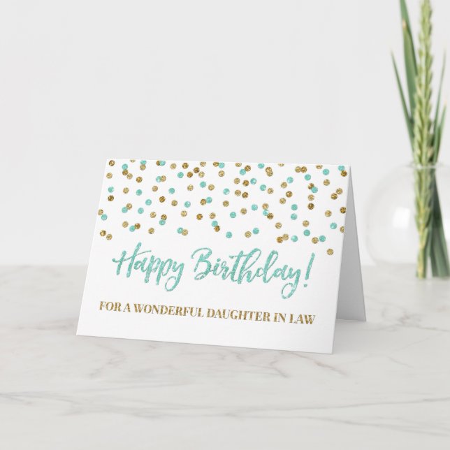 Turquoise Confetti Daughter in Law Birthday Card (Front)
