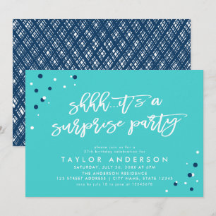 Turquoise Confetti It's a Surprise Party Birthday Invitation