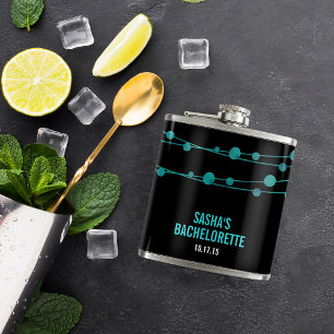Turquoise Confetti Personalized Bachelorette Party Hip Flask