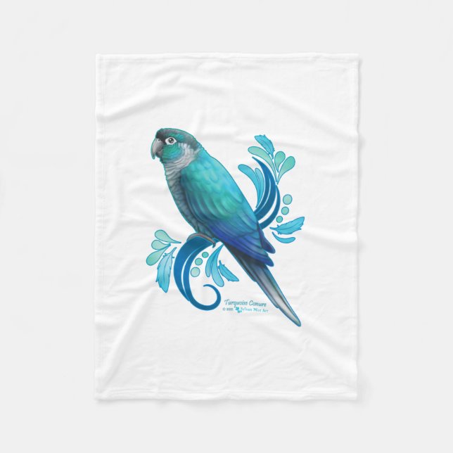 Turquoise Conure Fleece Blanket (Front)