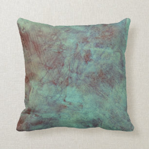 Turquoise Copper Textured Grunge Throw Pillow