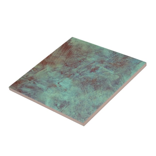Turquoise Copper Textured Grunge Tile (Side)