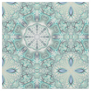 Turquoise Coral Reef Mandala Fabric