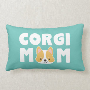 Turquoise Corgi Mom Lumbar Pillow