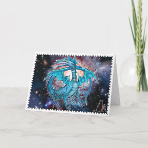 Turquoise Cosmic Dragon Greeting Card