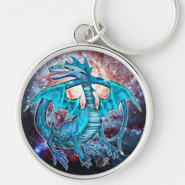Turquoise Cosmic Dragon  Keychain (Front)