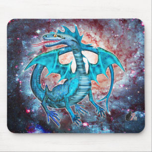 Turquoise Cosmic Dragon Mouse Pad