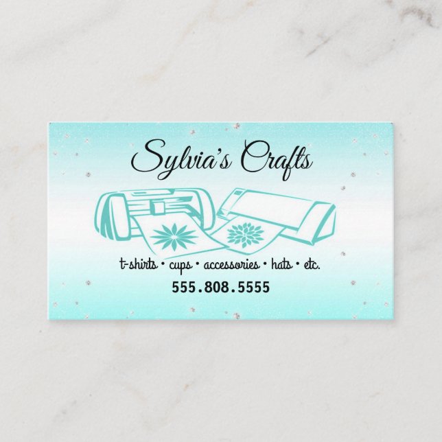 Turquoise Crafting Vinyl Carte de visite (Devant)