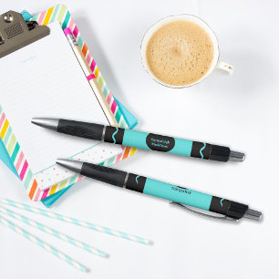 Turquoise Crayon Wrap Monogram Name Pen