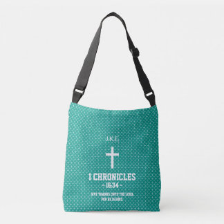 Turquoise Crosses Pattern Bible Verse Christian Crossbody Bag