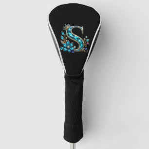 Turquoise Crystal Letter S & Crown Golf Head Cover