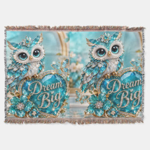 Turquoise Crystal Owl Dream Big Luxury Design Throw Blanket