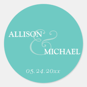 Turquoise custom ampersand wedding favour label