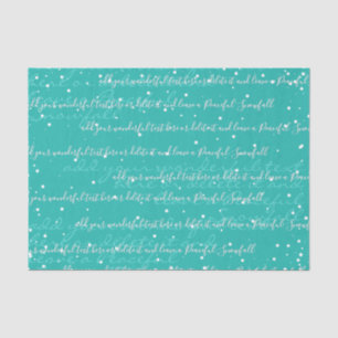 Turquoise Custom Script Text Elegant Christmas Tissue Paper
