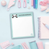 Turquoise Cute Panda Bear & Paws Add Your Name