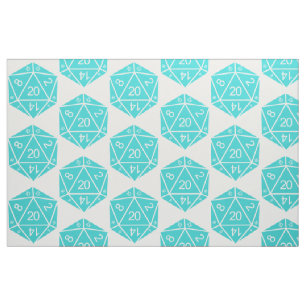 Turquoise D20 Dice Fabric