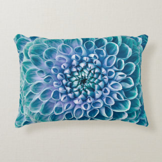 Turquoise Dahlia Flower Macro Background Accent Pillow
