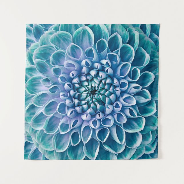 Turquoise Dahlia Flower Macro Background Tapestry (Front)
