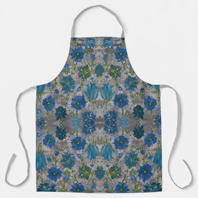 Turquoise Daisy Floral Apron (Front)