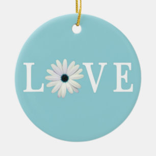 Turquoise Daisy Love Ornament