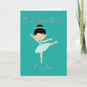 Turquoise Dance Enseignant Carte de remerciements