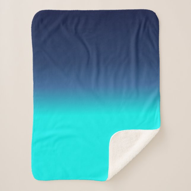 Turquoise Dark Blue Ocean Colours Stylized Blanket (Front)