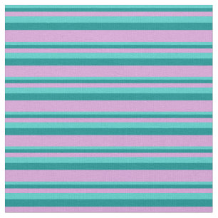 Turquoise, Dark Cyan, and Plum Pattern of Stripes Fabric