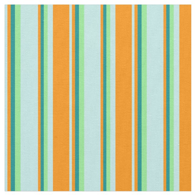 Turquoise, Dark Orange, Dark Cyan & Light Green Fabric (Close Up)